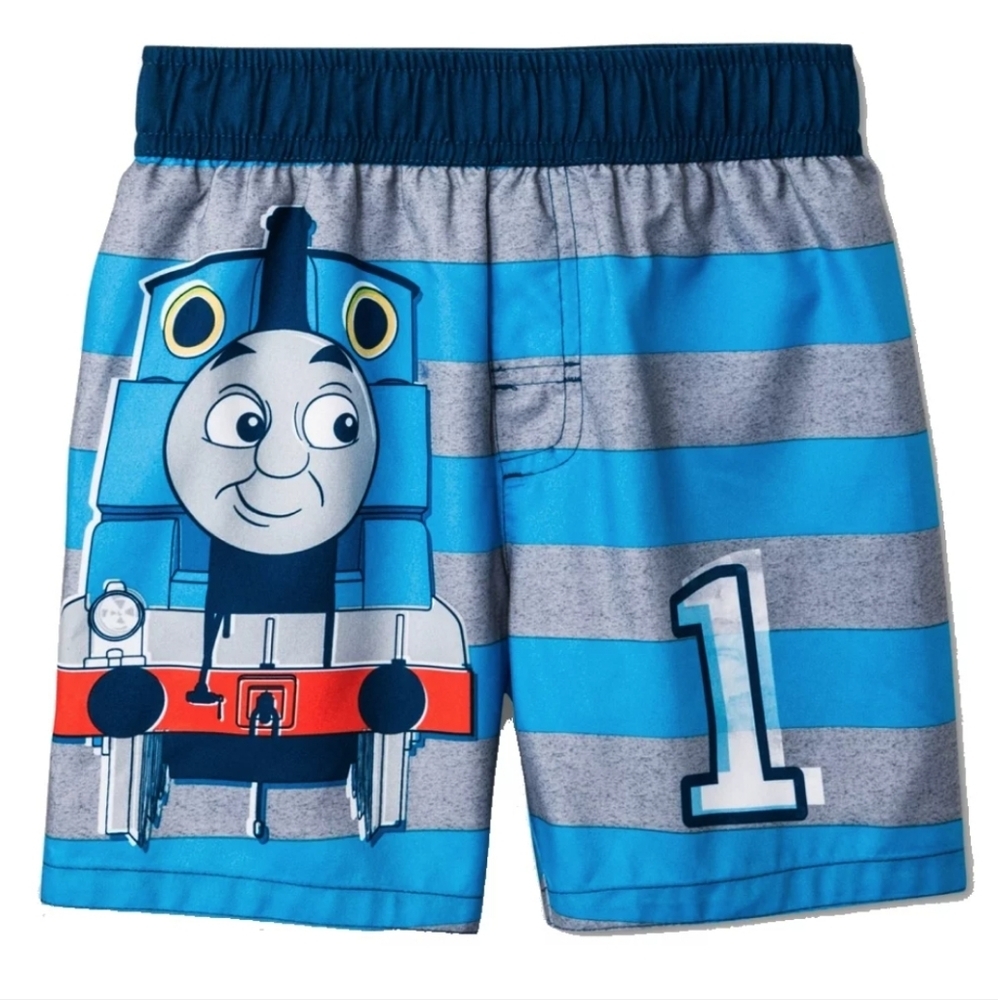 Thomas & Friends Thomas the Tank Engine Swim Trunks, Blues/Grey,  Size 2T